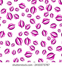 3d pink abstract lips seamless pattern background.