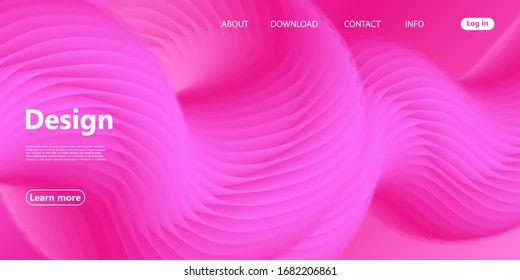 3d Pink Background. Landing Page. Fluid Shape. Abstract Flow. Trendy Poster. Colorful Futuristic Gradient. Geometric Background. 3d Fluid Banner.