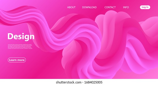 3d Pink Background. Landing Page. Fluid Shape. Abstract Flow. Trendy Poster. Colorful Futuristic Gradient. Geometric Background. 3d Fluid Banner.