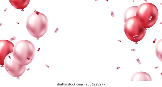 3d pink balloon design background beautiful banner illustration vector template