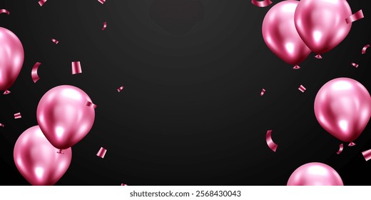 3d pink balloon design background beautiful banner illustration vector template
