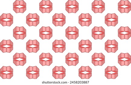3D Pink block and white geometric pattern, Diagonal Chess Tile. Diagonal Chess pink White Tile., pink stair block on white background seamless repeat pattern, replete image design for fabric printing