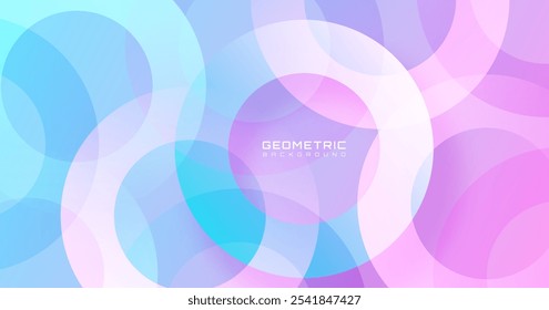 3D rosa azul abstrato fundo sobrepor camada no espaço brilhante com efeito de forma de recorte decoração. Conceito de estilo de círculos de elementos de design gráfico moderno para banner da Web, folheto, cartão ou capa de folheto