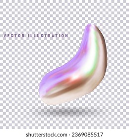 3d pink chrome metal shape.Element for design in Y2K style