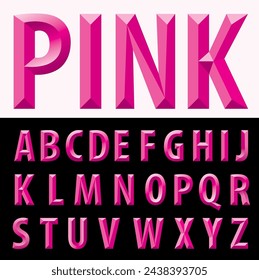 3d pink color alphabet, vector illustration