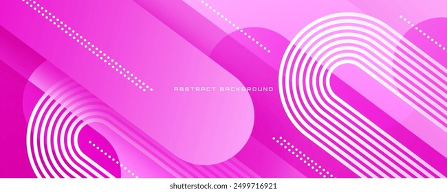 3D pink geometric abstract background on bright space with lines effect decoration. Modern banner with stripes style. Graphic design element rounded concept for web, flyer, card, or brochure cover