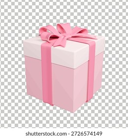 Caja de regalo rosa 3D con cinta brillante para la sorpresa de San Valentín y la celebración de cumpleaños