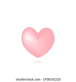 3d pink heart isolated on white background. Vector illustration.