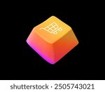 3D pink keyboard button. Vector illustration of a yellow keyboard web button on a white isolated background. Cart icon for quick shopping, marketing design. 3D render Interface icon.