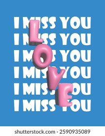 3D Pink love with message  with a glossy surface on a sky background love trendy graphics for girl t-shirt design