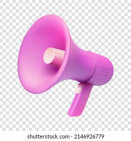 3D pink megaphone, Vector illustration