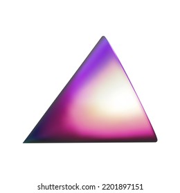 Representación de cono de degradado de neón de metal rosado 3d. Forma trianglular abstracta vectorial. Forma isométrica holográfica iridiscente futurista.