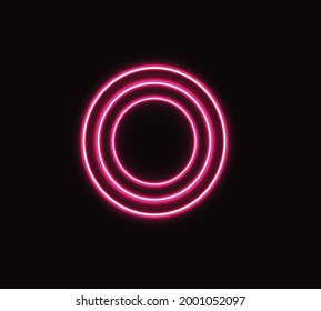 3d marco redondo de neón rosa, círculo, forma de anillo, luz ultravioleta, fondo abstracto