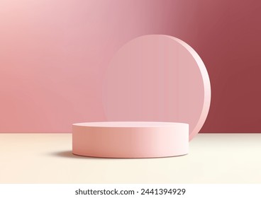 3D rosa Podium mit Kreis-Hintergrund ist ein modernes Interieur-Konzept Produkt Display Mockup. Es ist perfekt für die Präsentation Ihrer Produkte in einem professionellen. Vektorgrafik