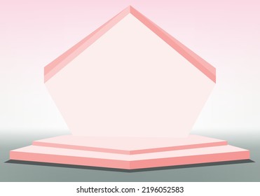 3d Pink podium minimal studio background. Abstract 3d geometric shape object illustration render. Display for cosmetic perfume fashion product
