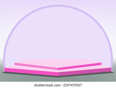 3d Pink podium minimal studio background. Abstract 3d geometric shape object illustration render. Display for cosmetic perfume fashion product