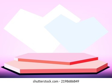 3d Pink podium minimal studio background. Abstract 3d geometric shape object illustration render. Display for cosmetic perfume fashion product