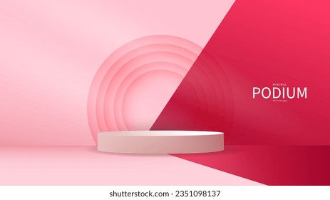 3D Pink Podium on Pink Background products display , Abstract Vector rendering 3d, Product display presentation,Stage for showcase, Vector illustration EPS 10