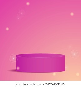 3D pink podium for product presentations and mobile advertising