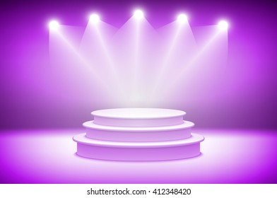 3d Pink, Purple stage light background theatrical background.