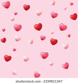 3d Pink and red heart wallpaper, Seamless pattern