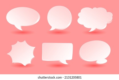 3d Pink Speech Bubble Chat Icon Collection Set