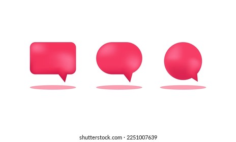 3d pink speech bubble chat icon collection set
