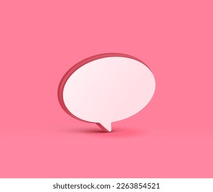 Icono de chat de burbuja de habla rosa para el concepto de afiche y pegatina Banner