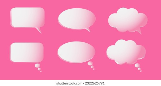 3d pink speech bubble chat icon collection set poster and sticker concept Banner