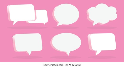3D-Kollektion mit rosafarbener Sprache, 3D-Sammlung mit weißem Chat-Symbol auf rosafarbenem Hintergrund
