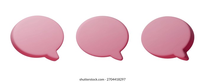 3D rosa Sprechblasen-Set mit weicher Ballontextur. Netter Chat für Nachrichten, Dialog, Text und Kommunikation. Rosa Blasensymbole