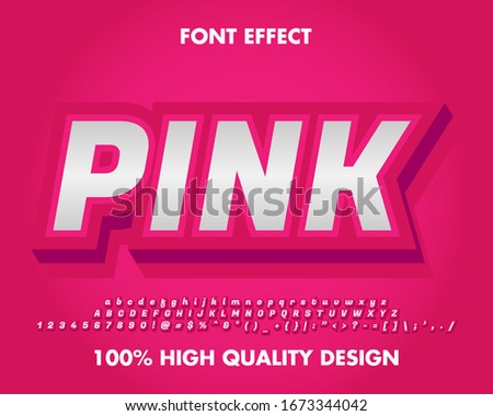 3d Pink Text Effect and Font Effect. for Sticker, title, t-shirt and Headline. full set number alphabet and symbol. premium vector