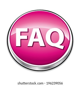 3d pink vector metallic icon button for faq concept.