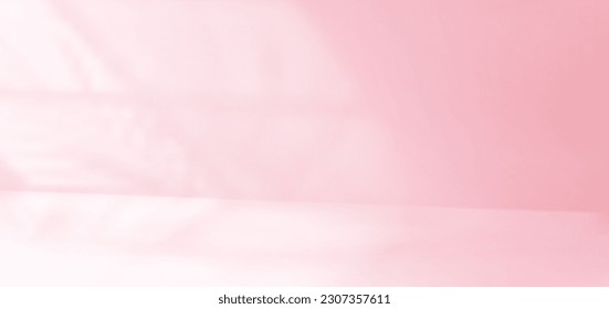 3d pink wall in studio room background with window light. Vector pastel abstract backdrop with space perspective view. Minimal gradient scene mockup design template for showroom banner and sunlight