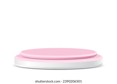 3d pink and white round podium, pedestal for displaying product presentations, awards