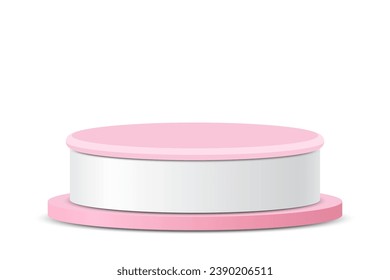 3d podio redondo rosa y blanco, pedestal para mostrar presentaciones de productos, premios