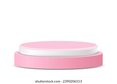 3d pink and white round podium, pedestal for displaying product presentations, awards