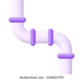 3D pipe icon isolated on white background. Plumbing. Can be used for many purposes. Trendy and modern vector in 3d style.