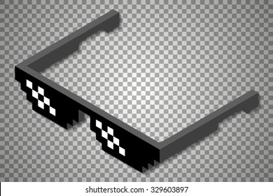 3d pixel art glasses vector illustration