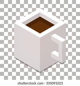 3d pixel art tea cup vector illustration