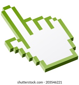 3D Pixel graphic hand - forefinger green
