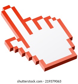 3D Pixel graphic hand - forefinger red