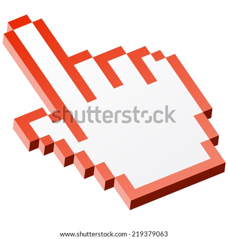 3D Pixel graphic hand - forefinger red