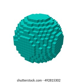 3d pixel sphere.Isolated on white background.Vector illustration.