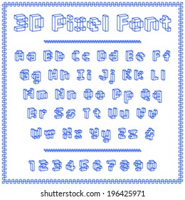 3d pixel stroke vector font