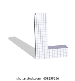 3d pixelated capital letter L. Isolated on white background.Vector illustration.
