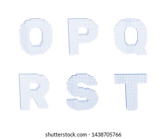 3d pixelated capital letter set.Isolated on white background. Vector outline illustration.