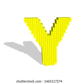 3d pixelated capital letter Y. Isolated on white background.Vector illustration.