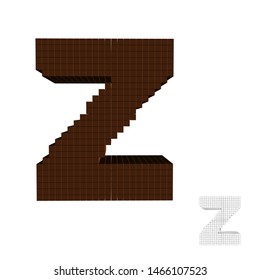 3d pixelated capital letter Z. Isolated on white background.Vector illustration.