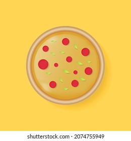 3D pizza cartoon icon illustration. 3D food object isolated design vector
